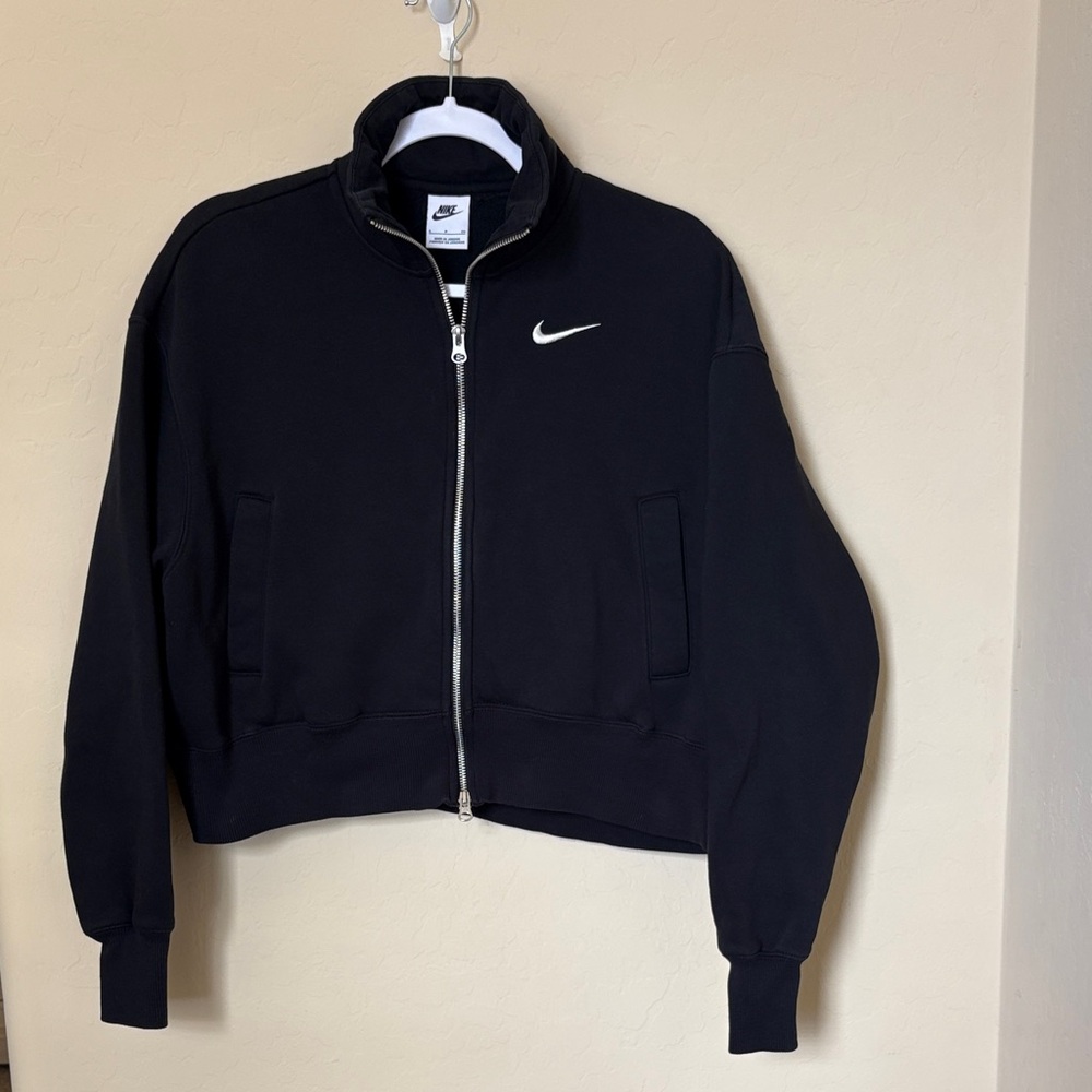 Nike Black Cropped Oversized Full-Zip Jacket Women’s Size SP